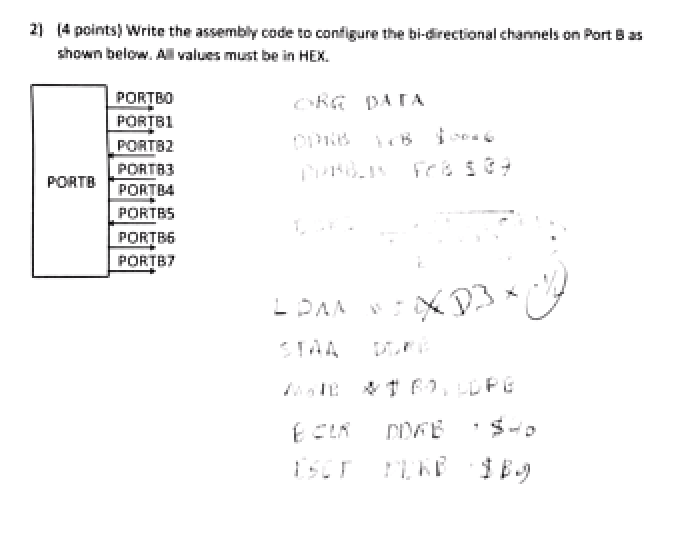  2 4 points) Write the assembly code to contigure the bi-directional