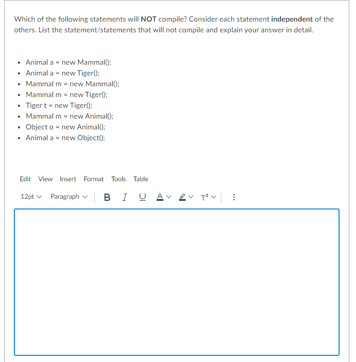Animal { public void method1() { System.out.print("Animal 1 "); } public void