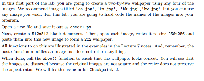 PYTHON In this first part of the lab, you are going to