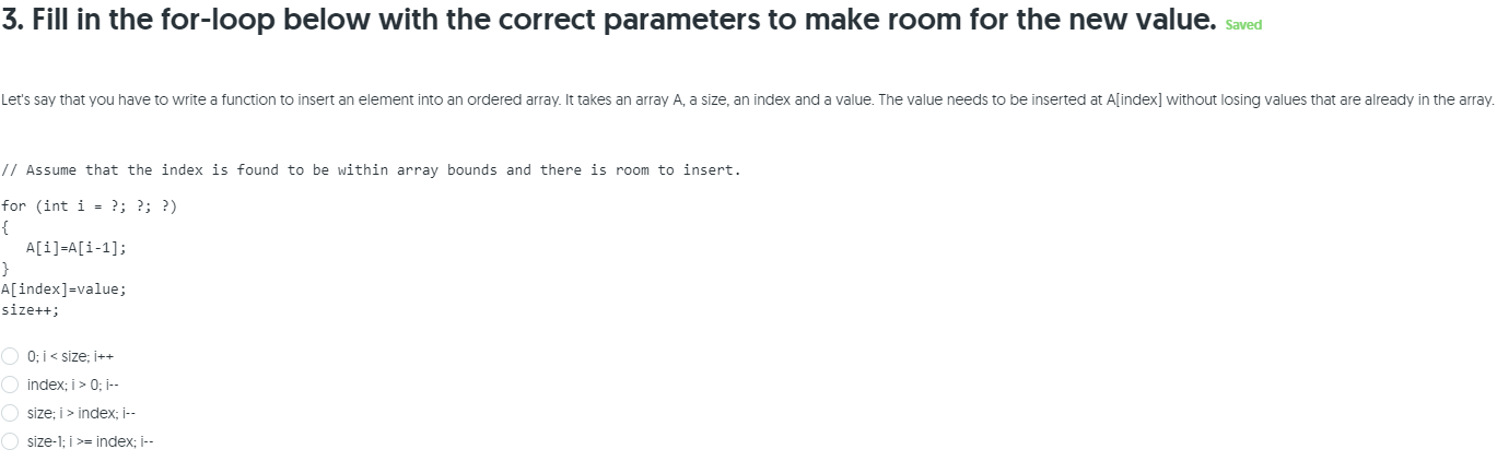  3. Fill in the for-loop below with the correct parameters to