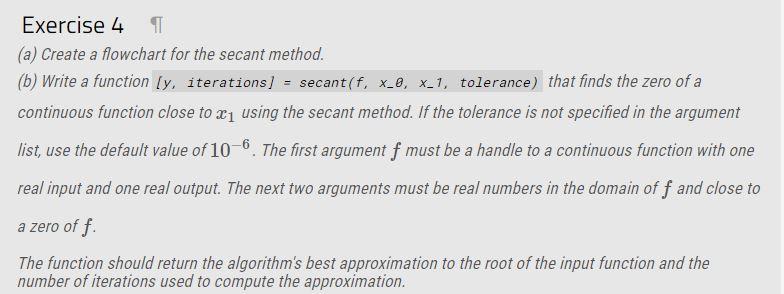 MATLAB and flowchart for the function you're creating in MATLAB Exercise 4