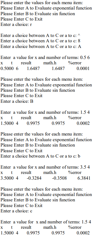message warning the user, and asking to try again. The program will