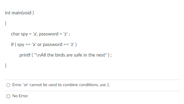 && j &&k; y = i | j && k; z =