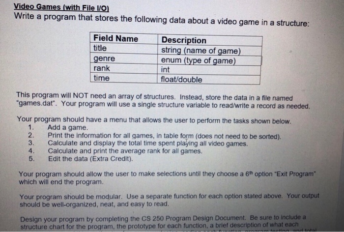 CPP No sample output or input file given. Video Games (with
