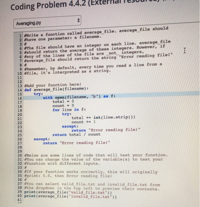  Im getting an error Coding Problem 4.4.2 (Exteriai Tes0ul 0 Averaging.py
