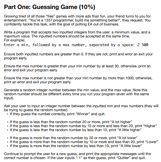 require user input, the use of a loop, and some basic