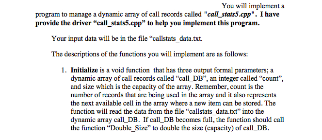 IN C++ CODING: THIS IS SUPPOSE TO HELP WITH CODE: You will
