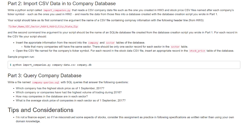 code and SQL code. If you need more info on what HW2