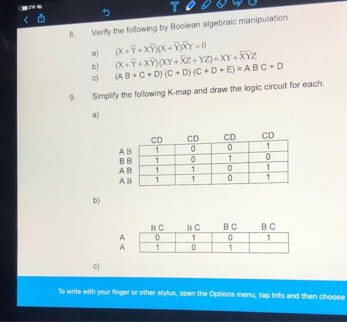 b) ( AB)( AB) c) ABC(ABC+ABC+BC) d) ABC + ABCD + BCD+ABCD+ABCD