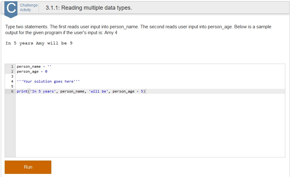 Python: reading multiple data types: Challenge Actvity 3.1.1: Reading multiple data types