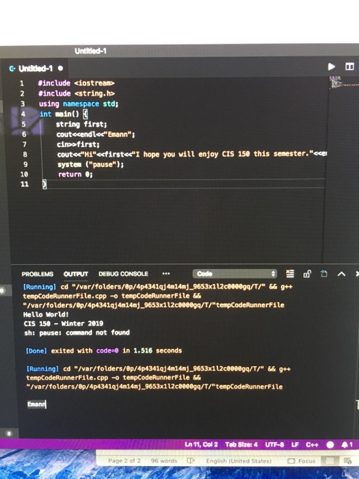  Hello why isnt my code working? I am coding C++ on
