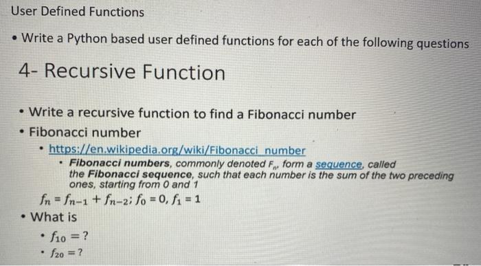  User Defined Functions Write a Python based user defined functions for