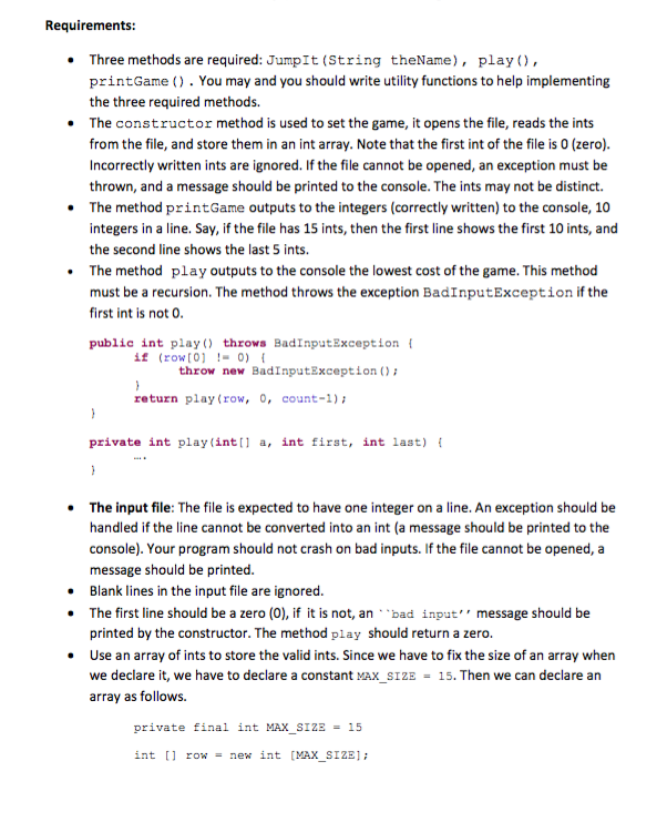 the "Jump lt" game described in Programming Projects #4 of chapter 11