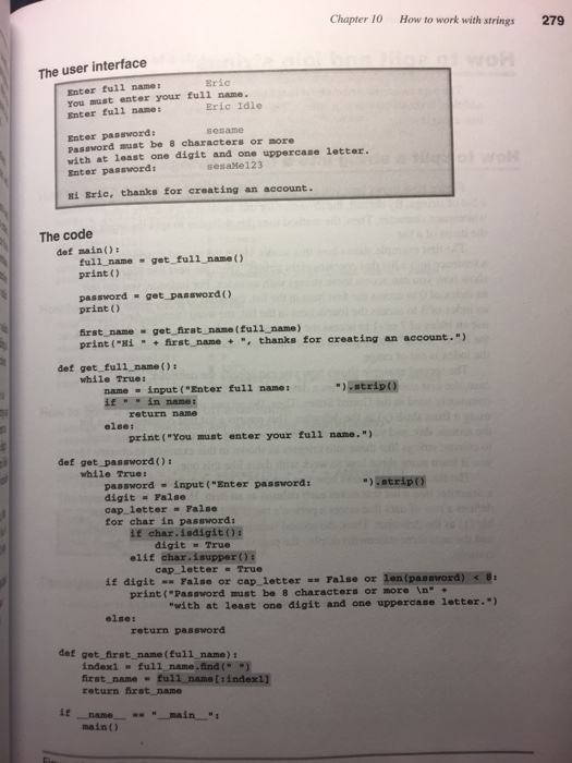  Using this page from the text write in python code. (Page