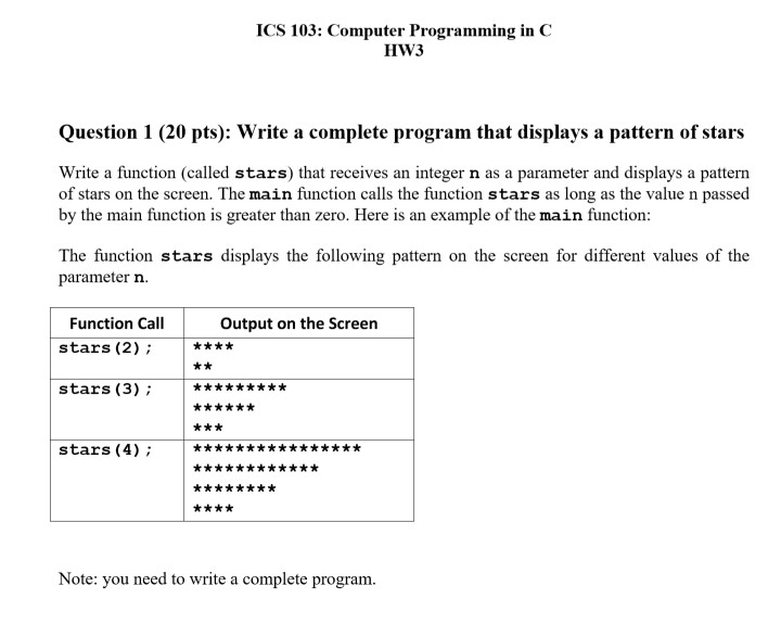  I need the answe ASAP ICS 103: Computer Programming in C
