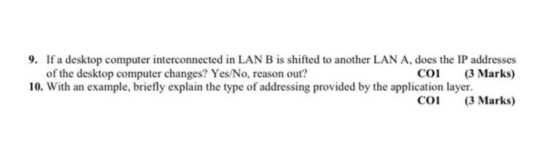  9. If a desktop computer interconnected in LAN B is shifted