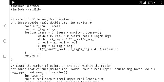 This a sequential code to process the Mandelbrot Set Goal :to implement
