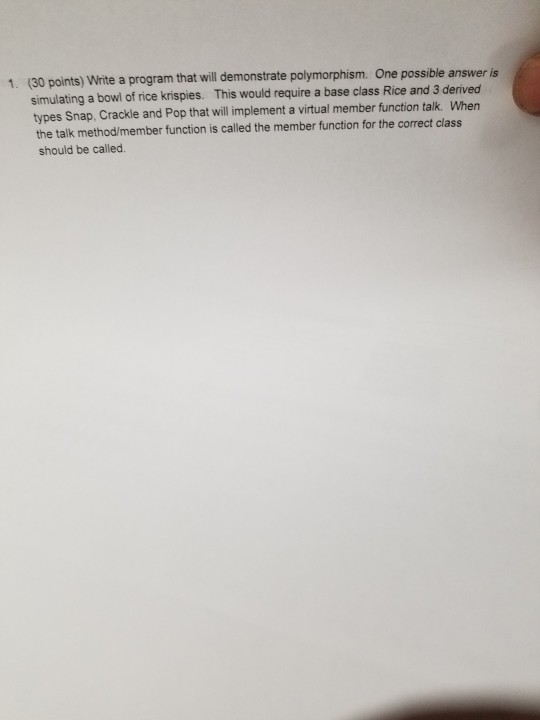  in c++ please 1. (30 points) Write a program that will