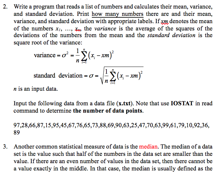 Please write using fortran Write a program that reads a list of