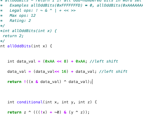 i just need an explanation. * allOddBits return 1 if all odd-numbered