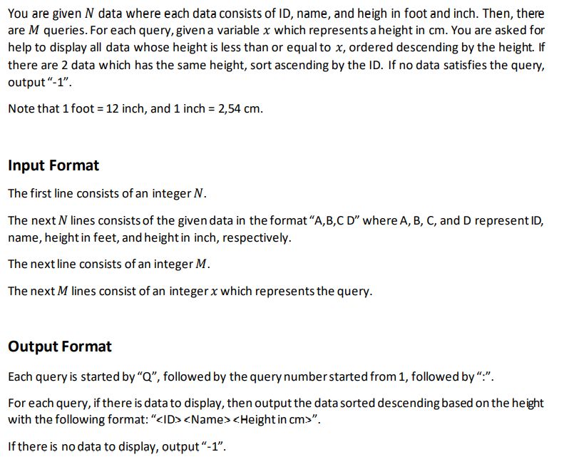 NOTES : MAKE IN C LANGUAGE You are given N data