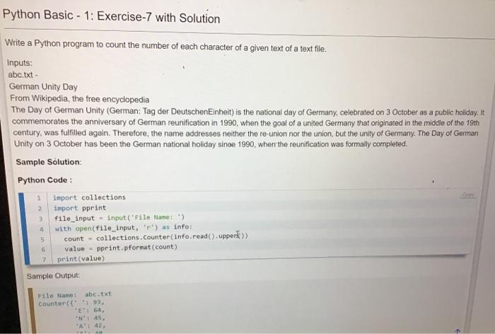  Python Basic - 1: Exercise-7 with Solution Write a Python program