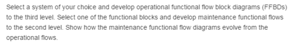 system engineering: Select a system of your choice and develop operational functional