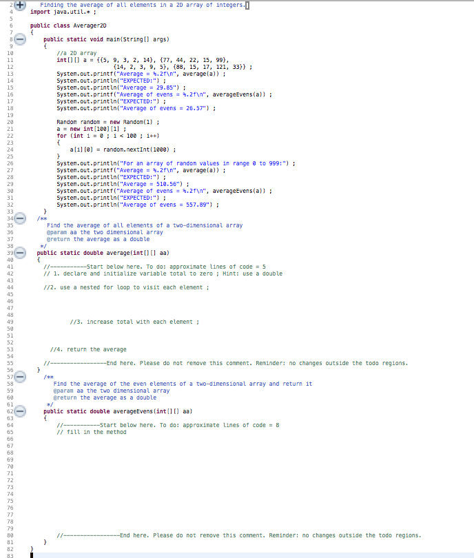 IN JAVA 2 Finding the average of all elements in a 2D