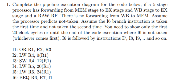 1. Complete the pipeline execution diagram for the code below, if