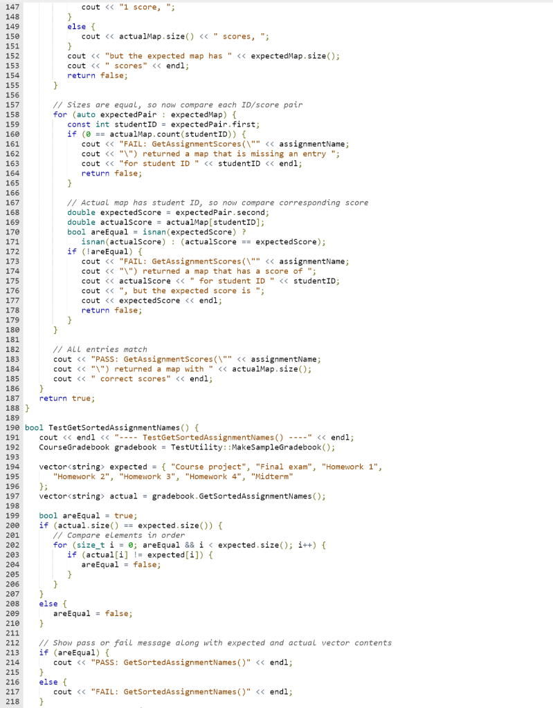 be fixed is CourseGradeBook.h. Please do not include "CourseGradeBook.cpp" it is not