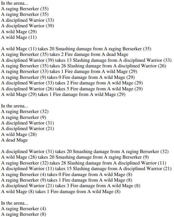 Make an RPG in java, where the arena contains two of each