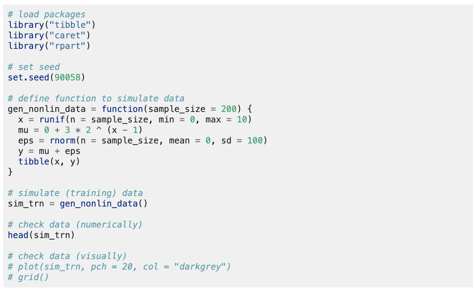  Please answer using R code # load packages library("tibble") library("caret") library("rpart")