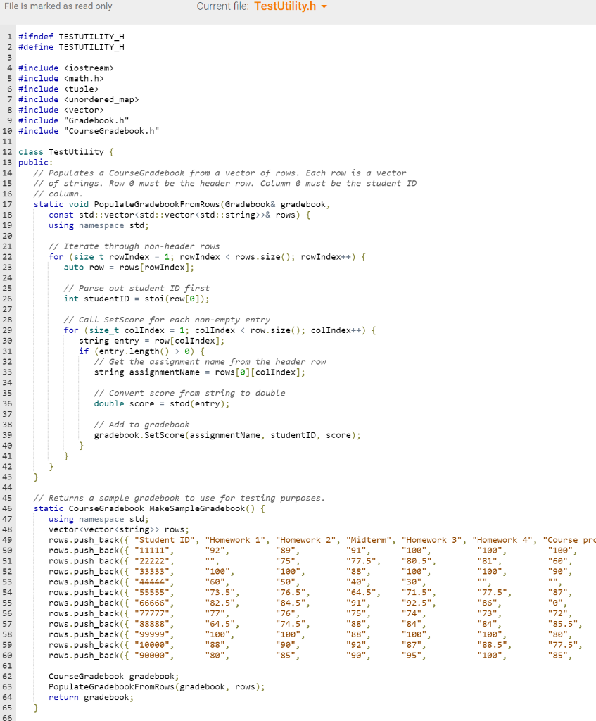 of entries for a course. Conceptually, a gradebook entry is a (assignment
