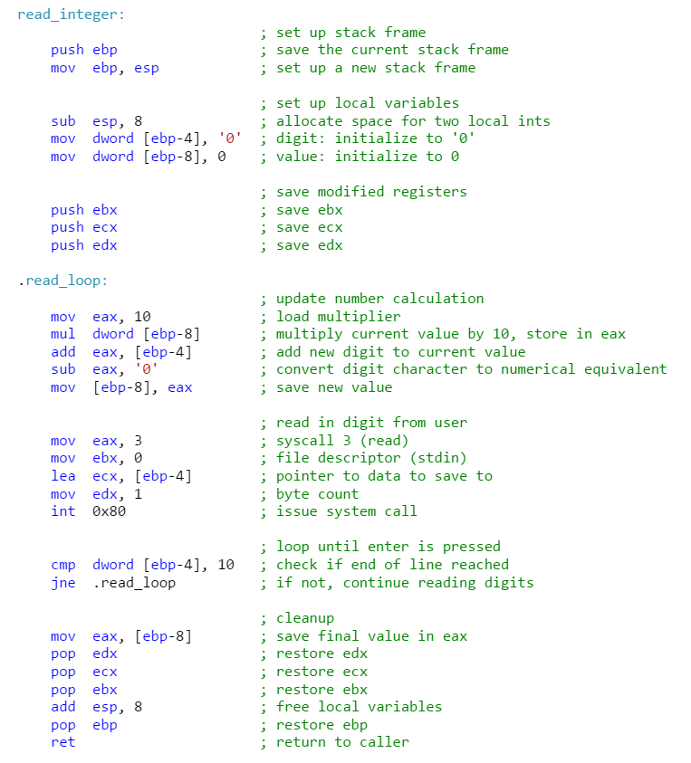 to convert to x86 Assembly: The starting assembly code to be finished