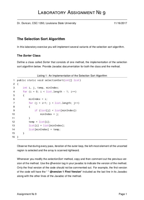  Sorter.java and SelectionSortDemo.java - Java programming language please The Selection Sort