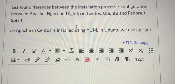  Course : Unix system administration List four differences between the installation
