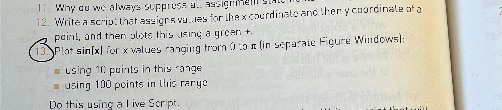  Write a script that assigns values for the x coordinate and