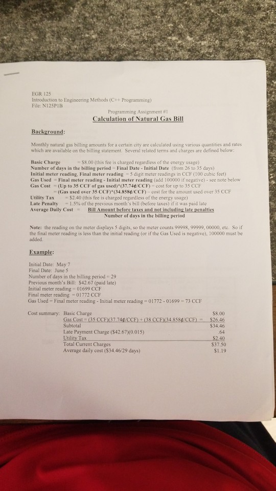 EGR 125 Introduction to Engineering Methods (C++ Programming) File: N125PIB Programming