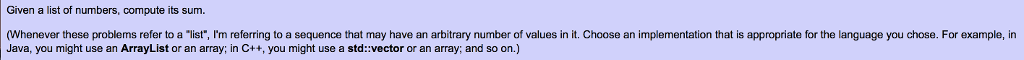 a question about comouting sum use c++ please Given a list of