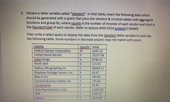 the following data which should be generated with a query that joins