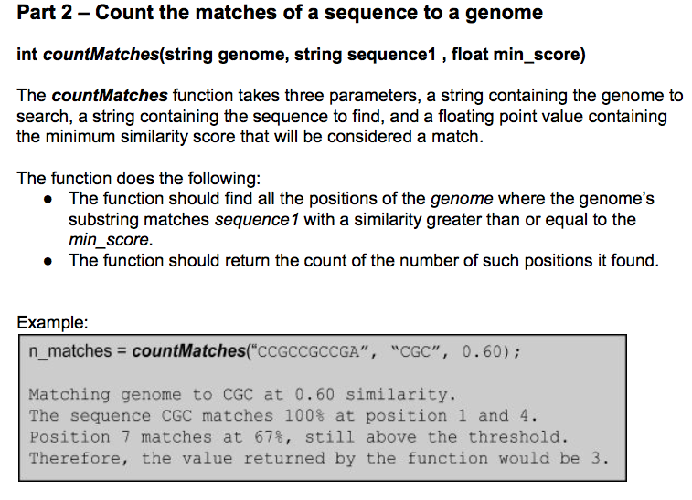 Need help writing the code for the following problem Part 2 Count