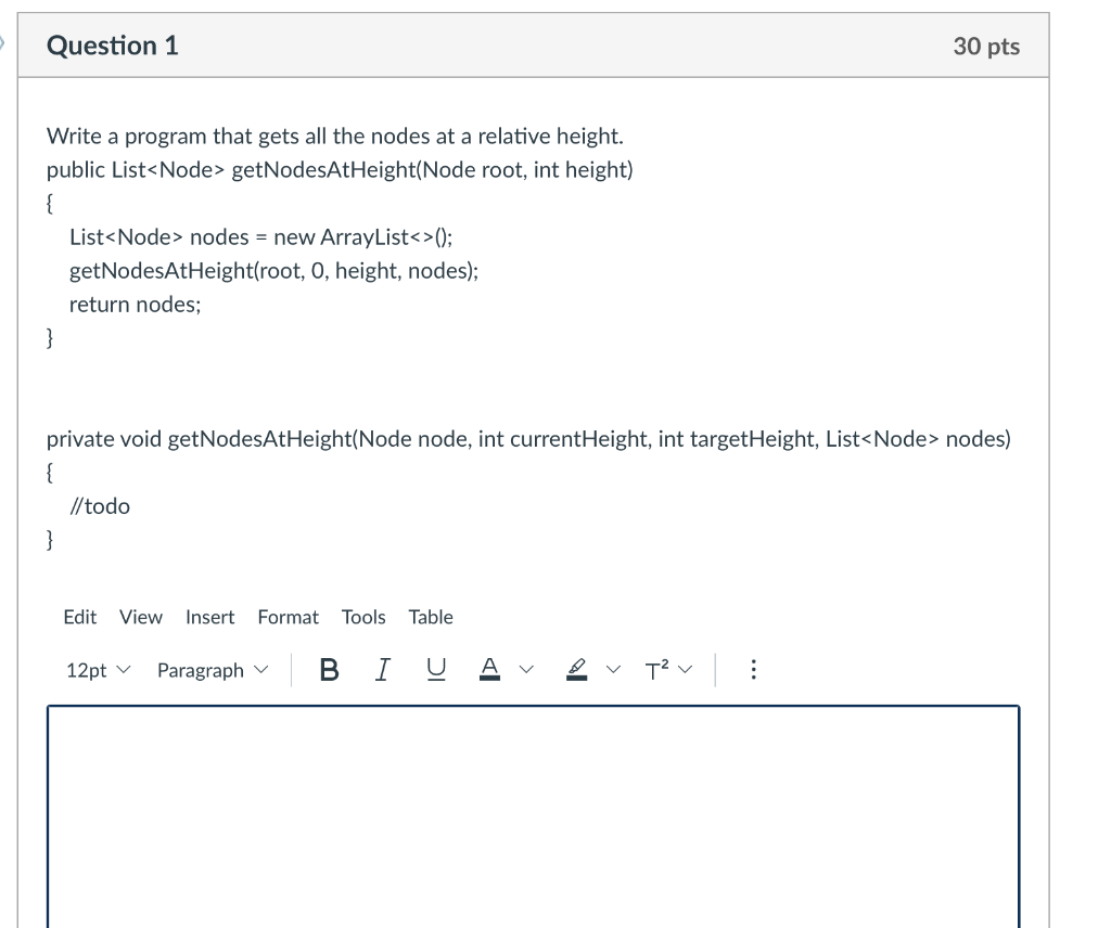 JAVA!!! Write a program that gets all the nodes at a relative