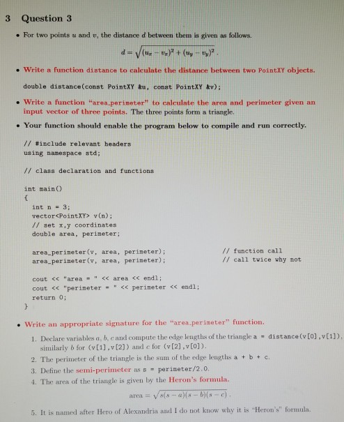  3 Question 3 . For two points u and v, the