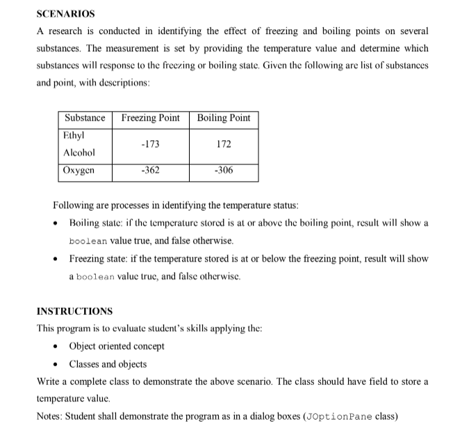 In JAVA Subject: OOP in JAVA Thank You SCENARIOS A research is