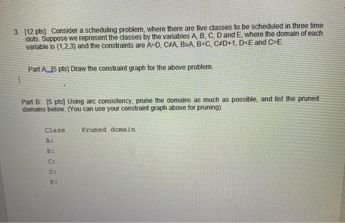  3. [12 pts). Consider a scheduling problem, where there are five
