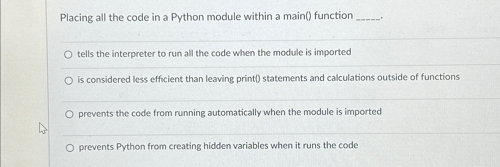 Placing all the code in a Python module within a main()
