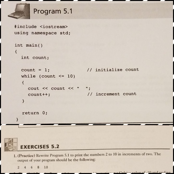  Program 5.1 #include using namespace std; int main() int count; //