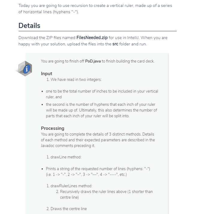 Today you are going to use recursion to create a vertical