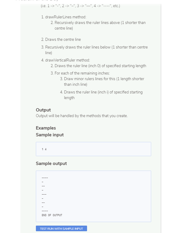 ruler, made up of a series of horizontal lines (hyphens "-") Details