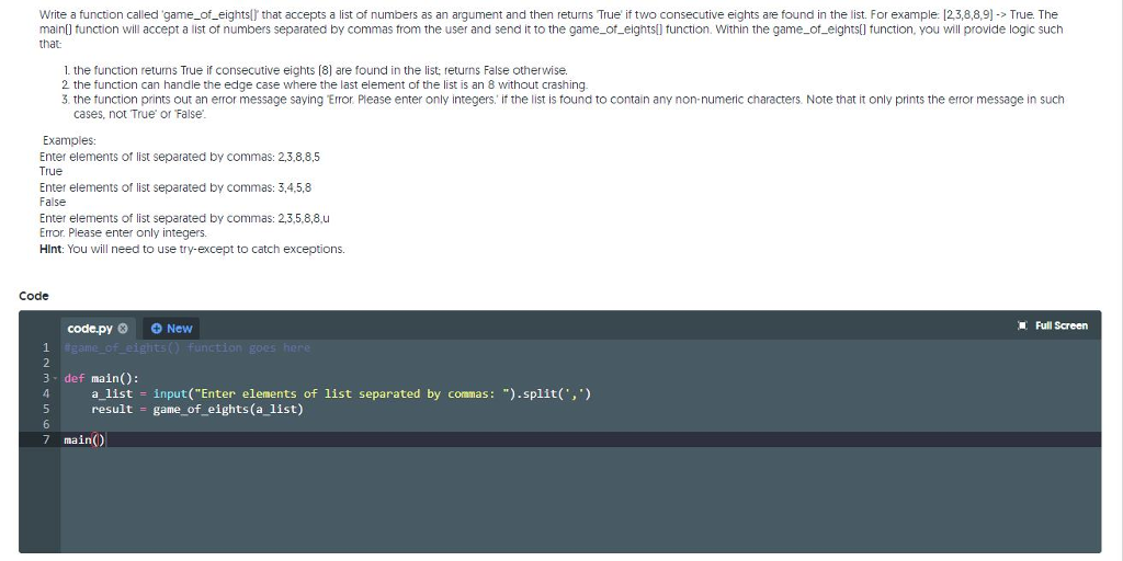  Write a function called game_of eightsl that accepts a list of